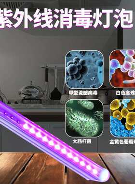 LED芯片T5T8一体式紫光UVC275nmUVA395nm杀菌消毒灯管