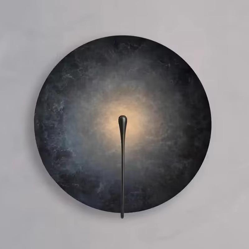 设计师艺术现代简约做旧款圆形不锈钢客厅壁灯个性创意书房装饰灯