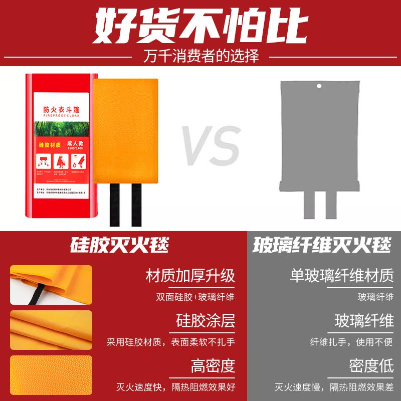 家用火灾逃生装备救生毯子家庭厨房灭火垫子防火斗篷披风呼吸面具