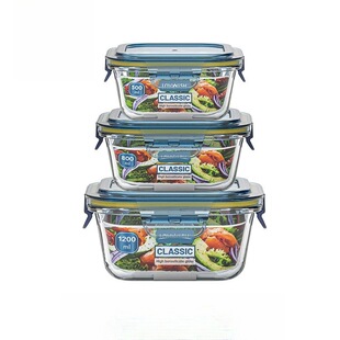 正方形饭盒微波炉加热上班族带饭餐盒玻璃保鲜盒分隔学生用便当盒