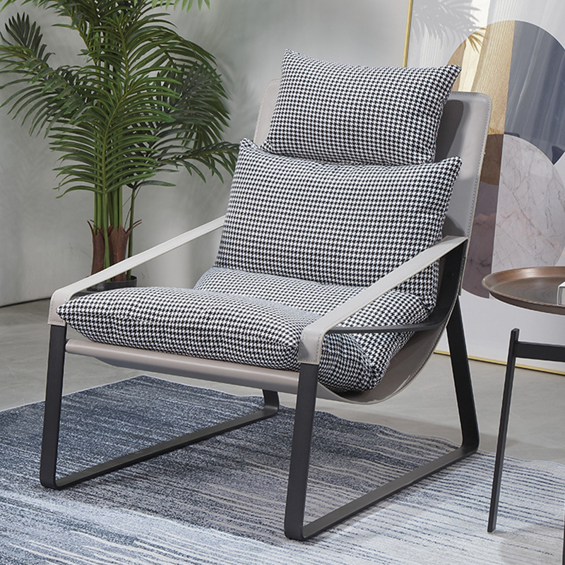 意式极简轻奢单人千鸟格沙发客厅阳台设计师懒人椅多颜色休闲躺椅