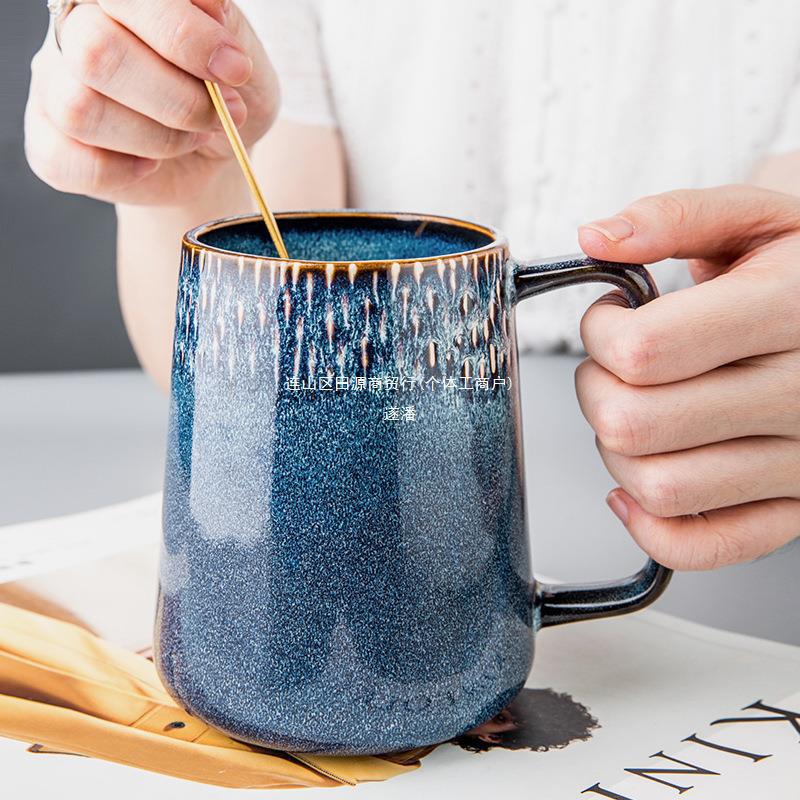 欧式大容量陶瓷水杯家用情侣马克杯大号北欧复古咖啡杯大肚杯子无