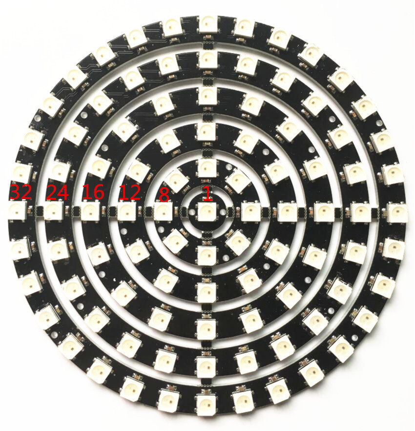 LED 圆环内置IC全彩点控1-8-12-16-24-32 WS2812B 93位 环形 圆盘