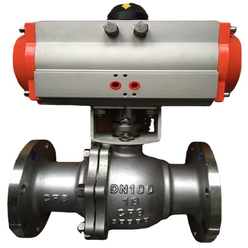 铸钢不锈钢气动法兰球阀Q641F-16 DN15 -DN100