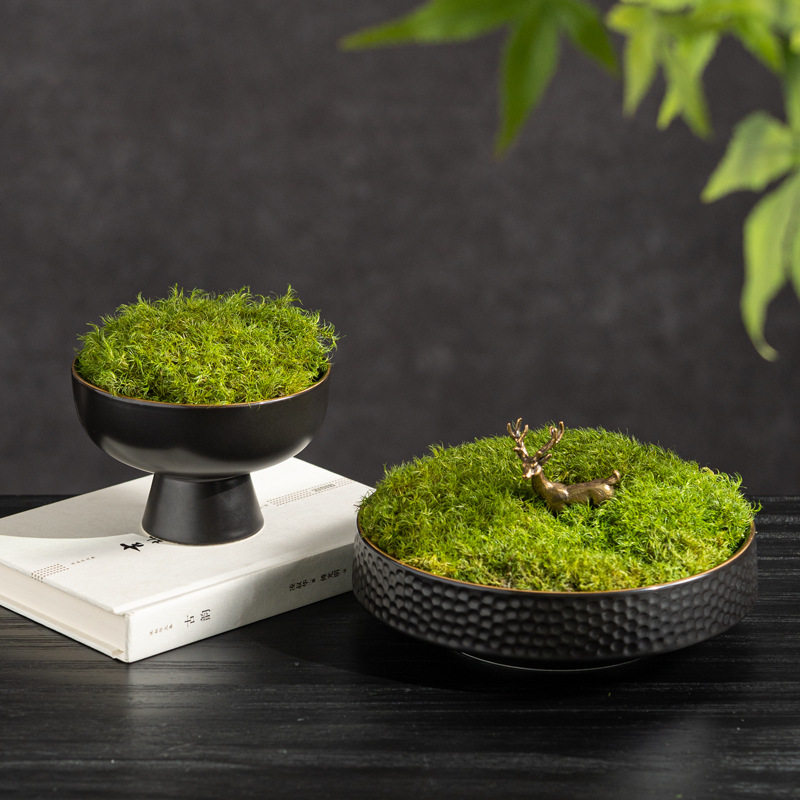 新中式微景观永生苔藓仿真植物样板房高级感设计师售楼处盆景摆件