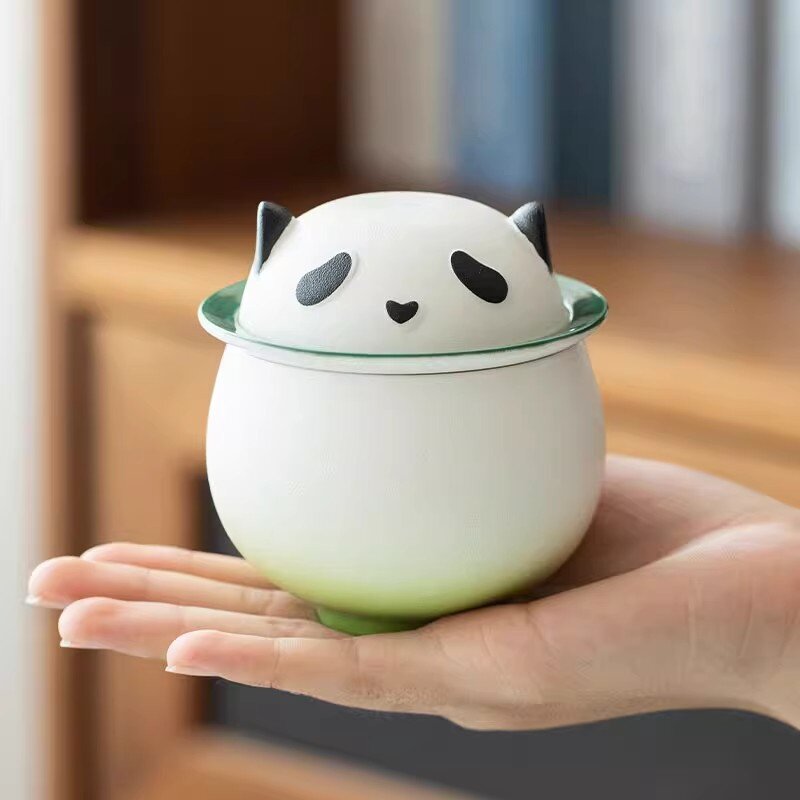 猫咪熊猫创意可爱茶杯陶瓷茶水分离主人杯个人专用办公室精致水杯
