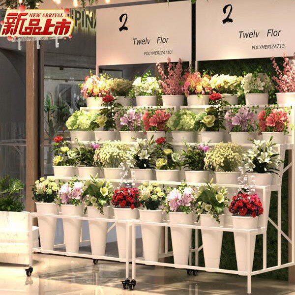 花店多层花架货架铁艺鲜花架花桶展示架厂家直销
