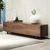 实木电视柜简约北欧客厅小户型2021新款 带抽屉黑胡桃木全实木地柜