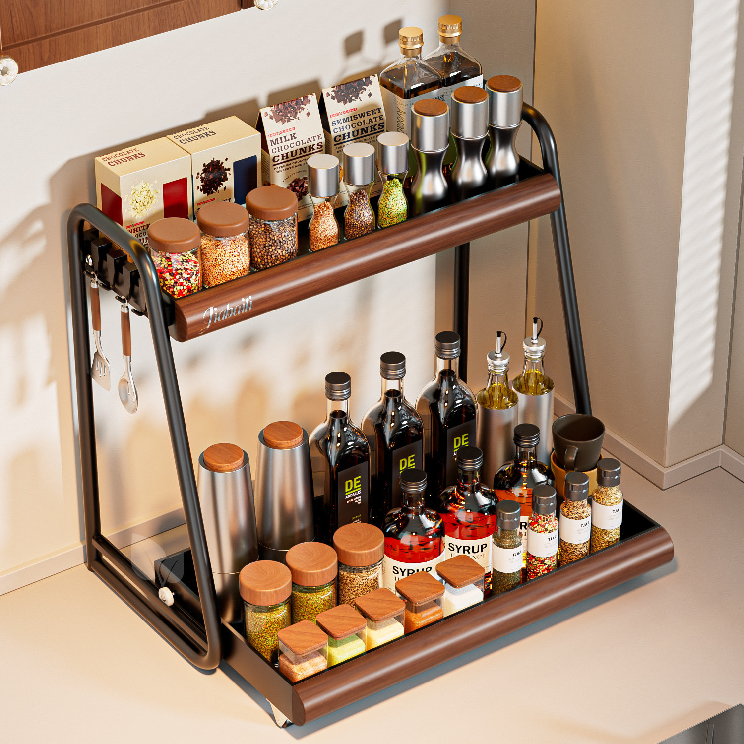 调料品置物架厨房可抽拉调料架家用台面调味料放油盐酱醋收纳架子