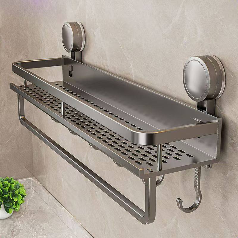 吸盘毛巾架免打孔卫生间置物架浴室淋浴房壁挂式浴巾置物收纳架子