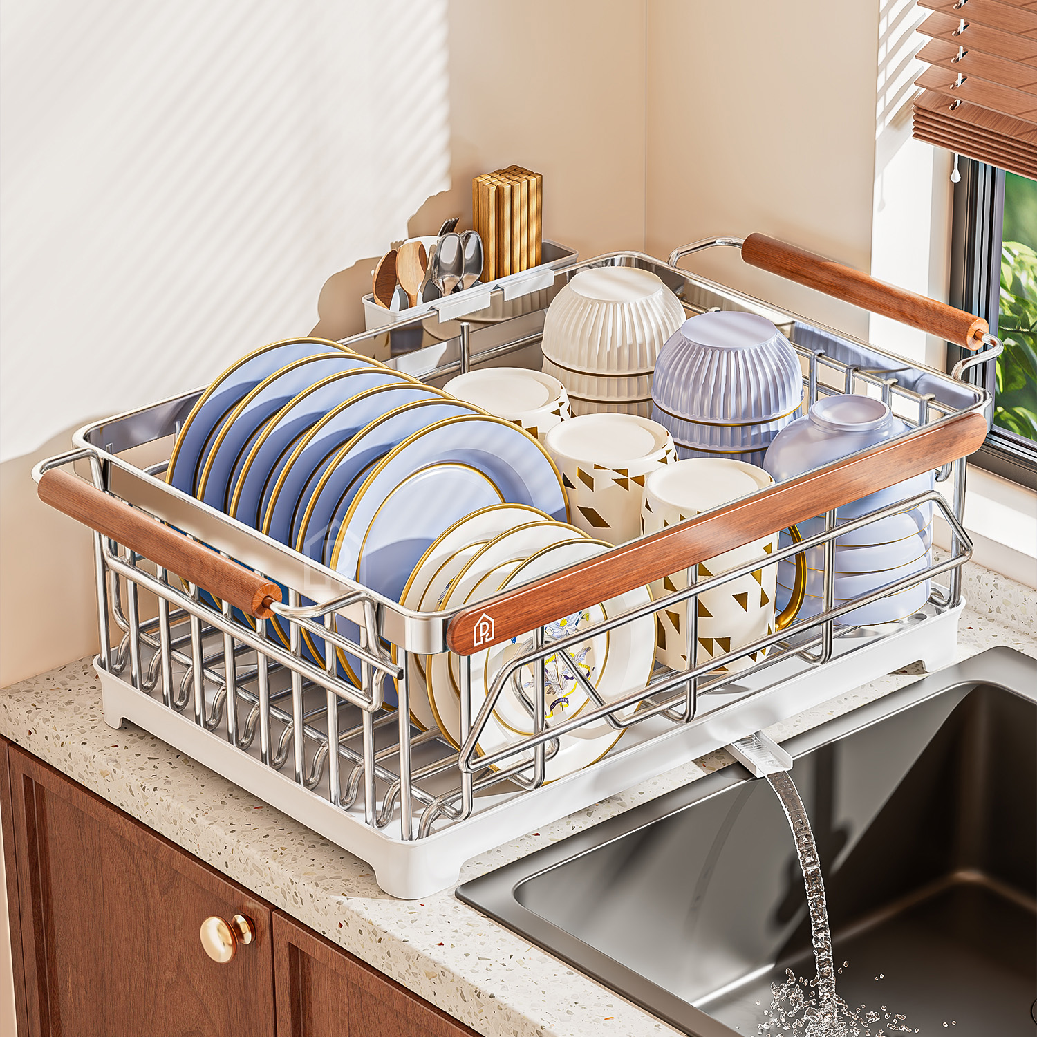 304不锈钢沥水篮厨房水槽沥水架洗菜盆碗碟架洗碗池大单槽置物架