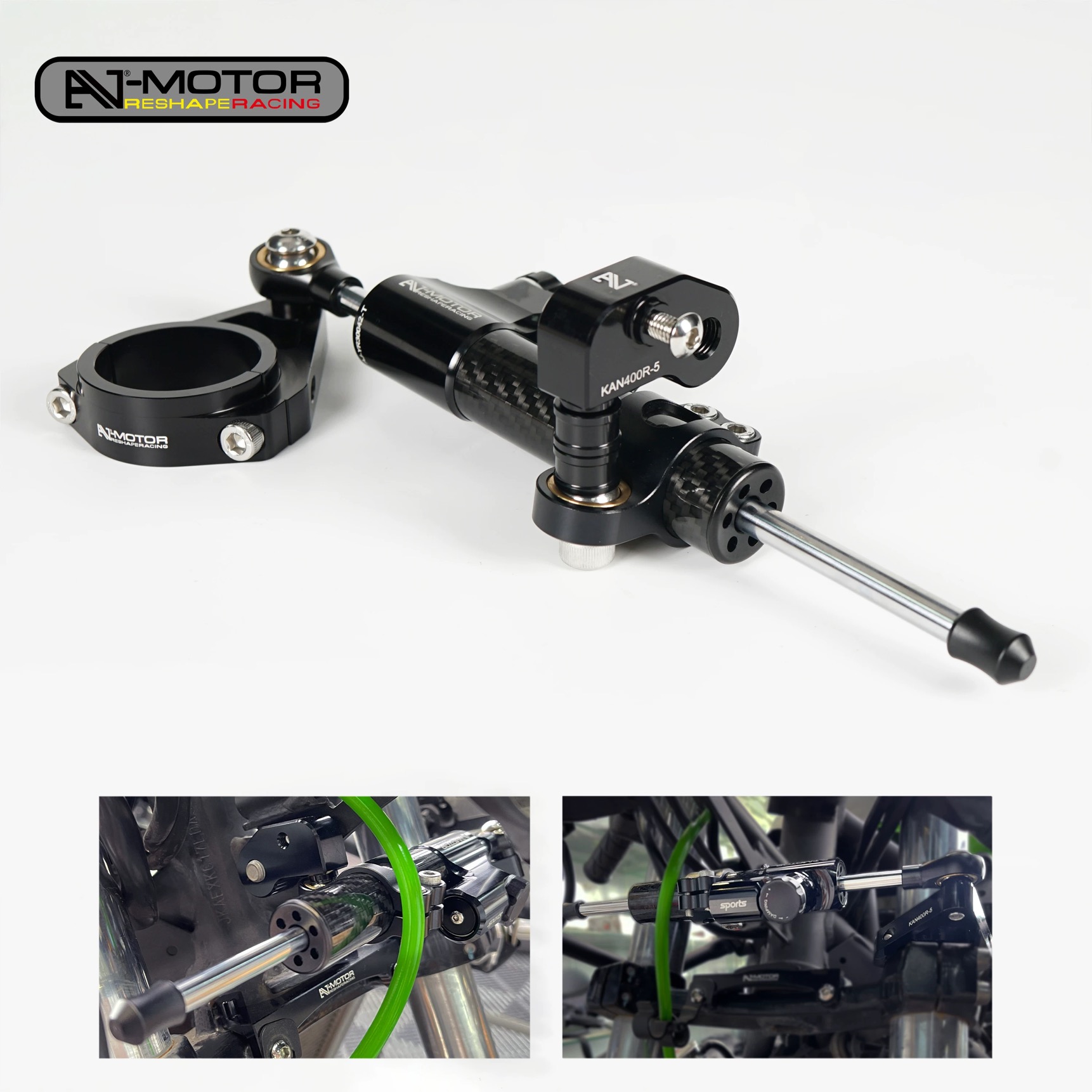 AJ-MOTOR SPORT川崎忍者Ninja400隐藏式竞技钛尺方向阻尼钛尺支架