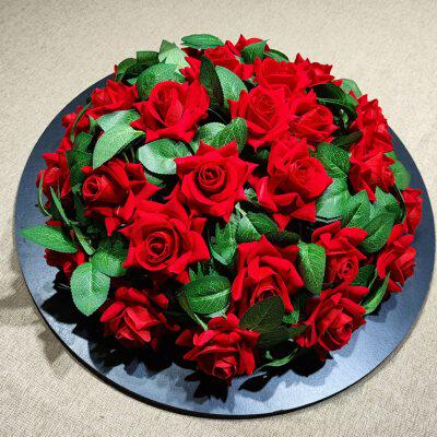 新中式红色仿真会议桌花长桌摆花办公室桌面装饰假花摆件签到台花