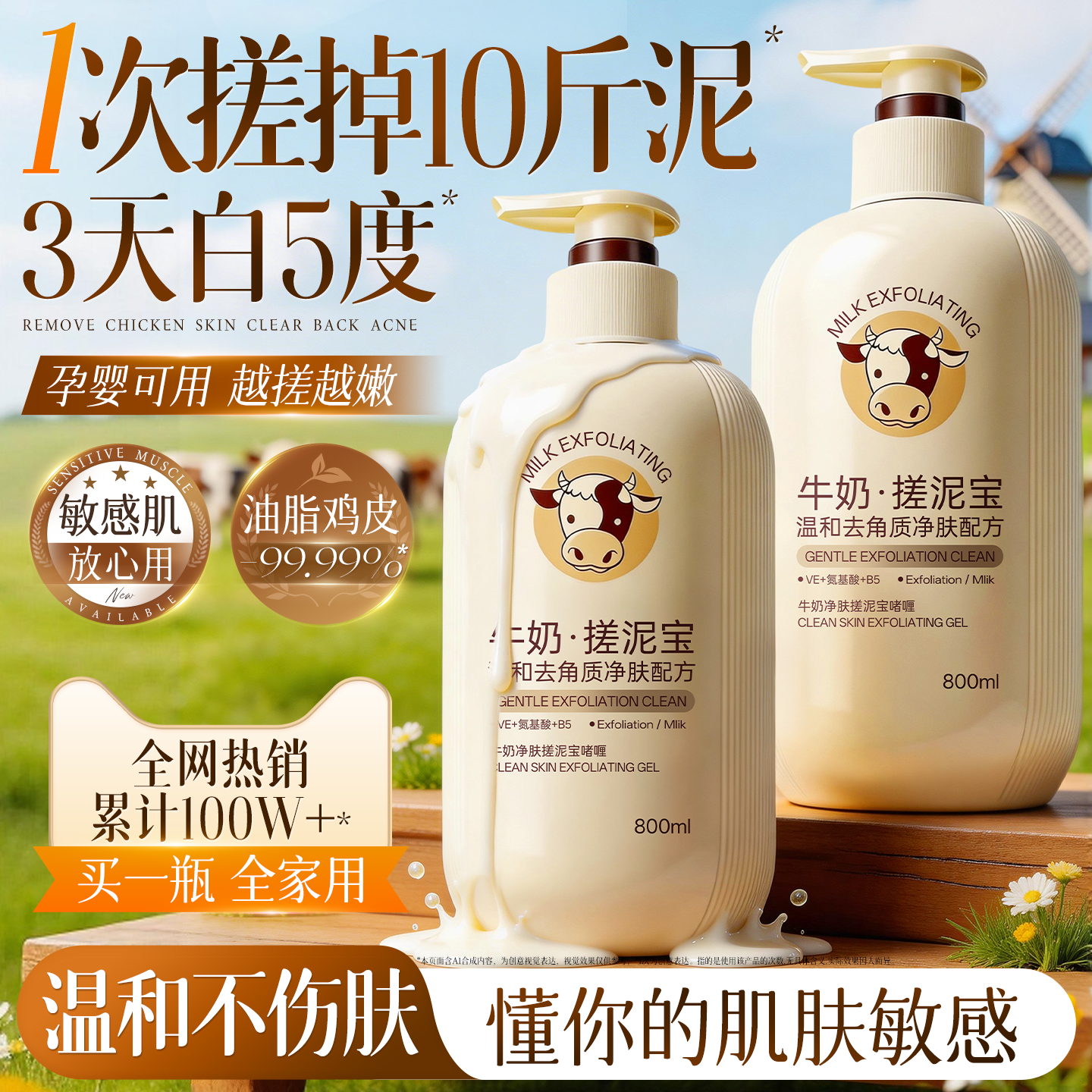 搓泥宝啫喱身体去角质死皮全身搓澡泥大人小孩通用澡堂专用旗舰店
