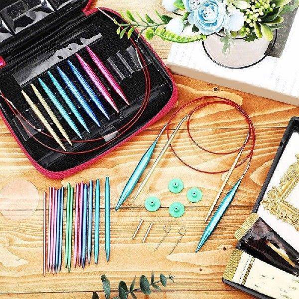 速发26 Pieces Aluminum Interchangeable Circular Knitting Nee