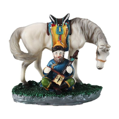 内蒙古工艺品 旅游纪念品 彩色树脂手工艺M摆件摆设 老人拉马头琴