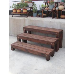 庭院木头户外室外家用木质实木移动防腐木踏步台阶凳子碳化木脚踏