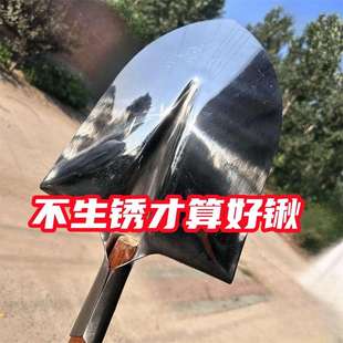 铁锹高硬度不锈钢锨全钢淬火铬钢加厚超耐磨抛光户外园艺农用铲子