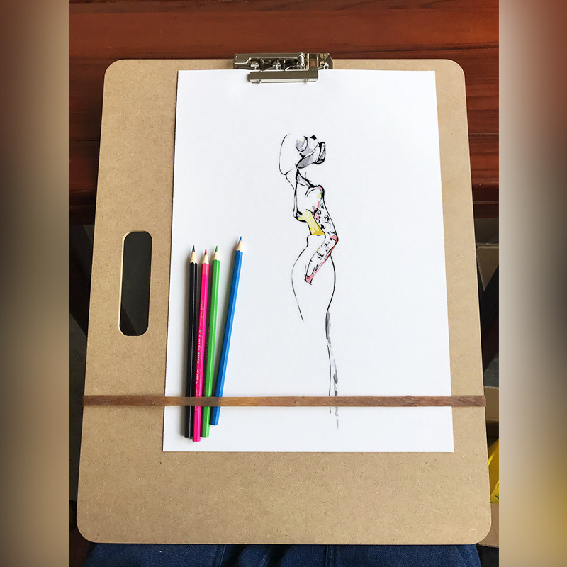 速发绘素携写生画板手提便描式8开板A4K手A板夹木质儿童美术画板