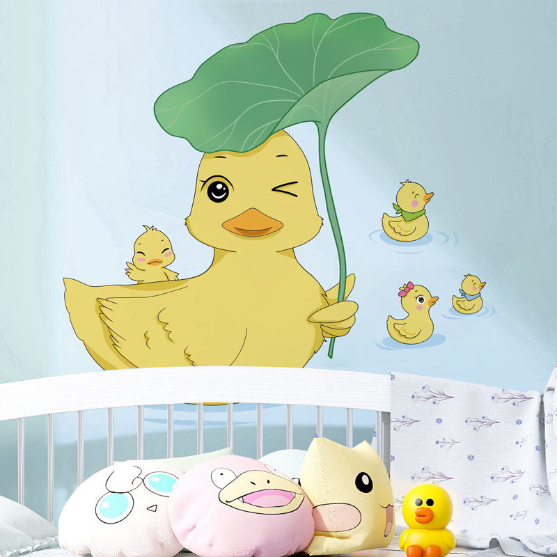 速发儿墙房画宝婴儿房间布置卧室墙面装饰宝可爱小鸭子贴纸童贴画