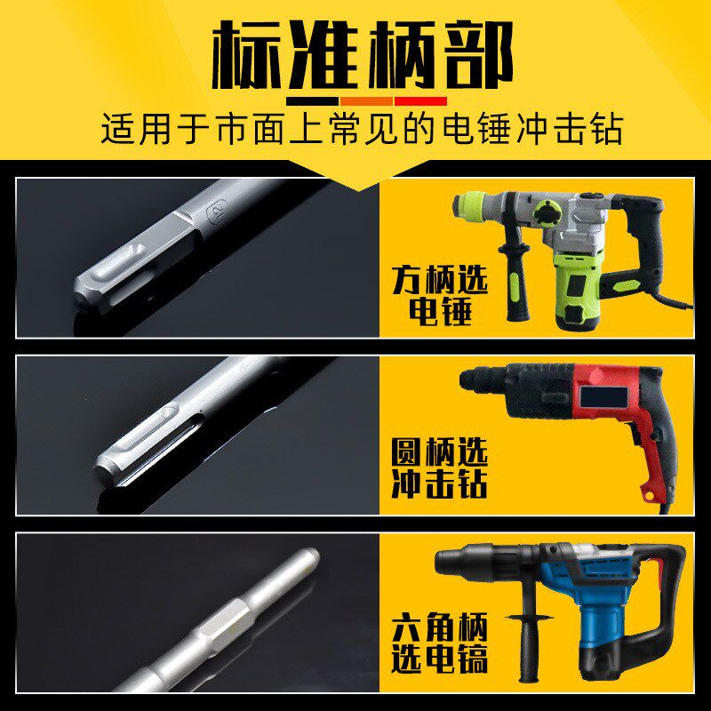 速发电锤钻头方柄四坑无混纹光杆合金凿凿子墙角布线开槽螺凝水土