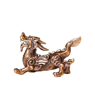 速发笔言 纯铜麒麟臻架复古铜制品 创意麒麟铜笔搁毛笔搁笔架镇纸