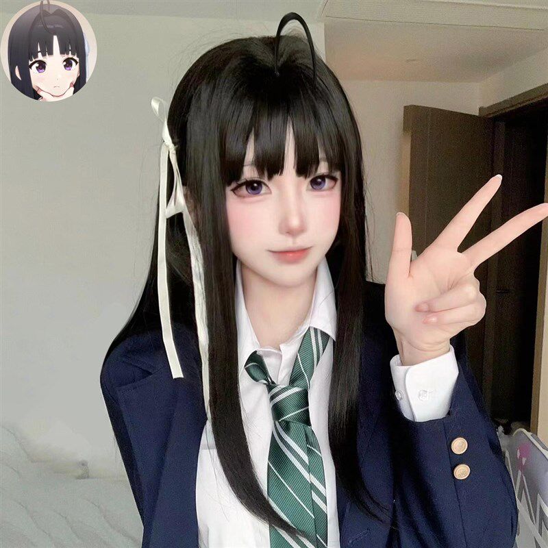 现货速发安和昴假发黑长直发用呆毛486漫画刘海哭泣少乐队全头套