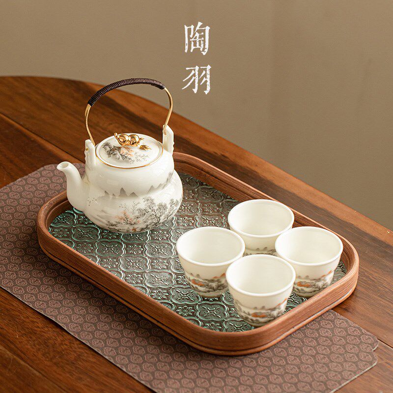 速发山谷雅居葫芦提梁壶家用功夫茶具套装一壶四杯茶壶茶盘茶杯小