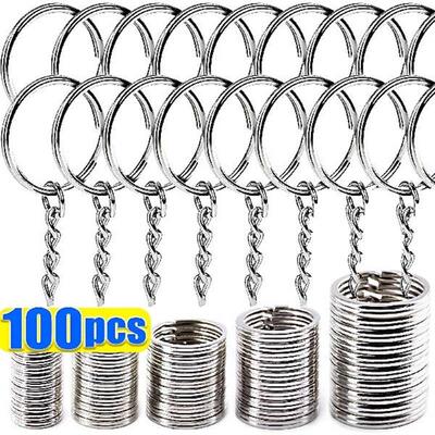 速发Silver+Plated+Metal+Blank+Keyring+Keychain+Split+Keyfob+