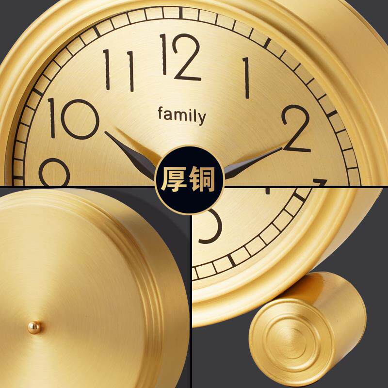 现货黄铜座钟客厅钟表高端大A气轻奢钟表台式桌面摆件坐钟