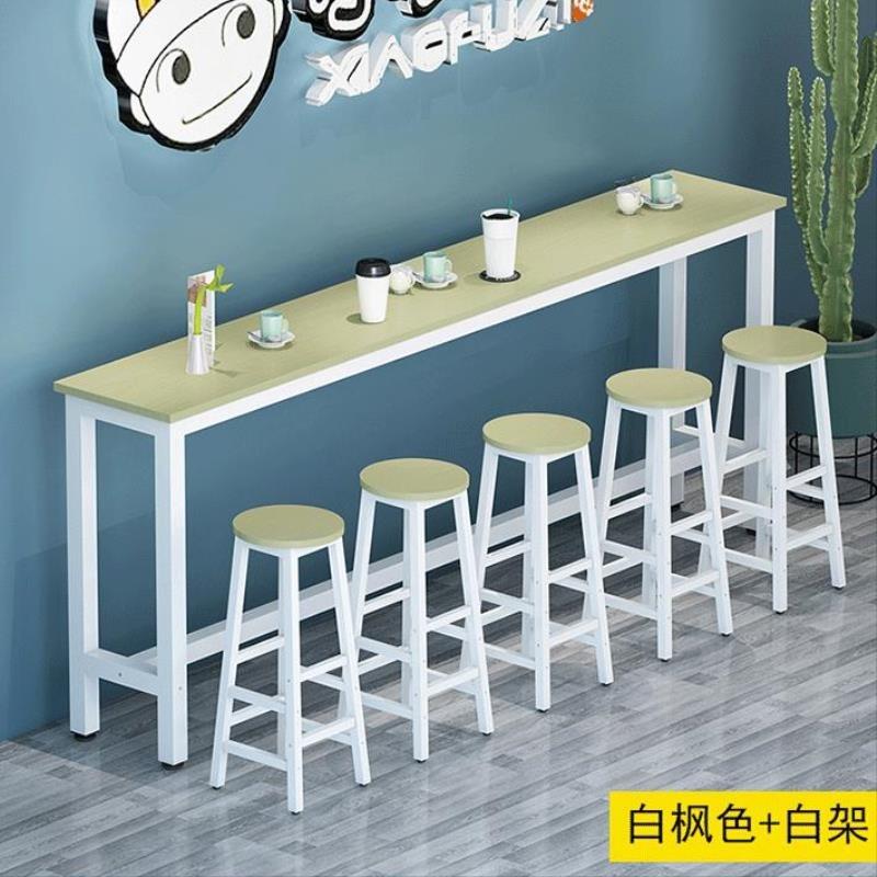 速发简约家用长条桌餐桌店墙吧台桌吧台椅奶茶靠子桌窄靠窗高脚桌