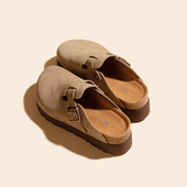 新款 拖鞋 勃肯鞋 厚底增高真皮女鞋 桑坡 半拖情侣包头拖博肯鞋 7厘米