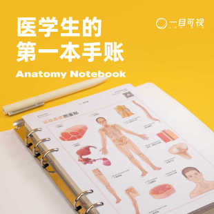 解剖贴纸手账本医学生手账笔记本一目可视原创医学生礼物精美插图
