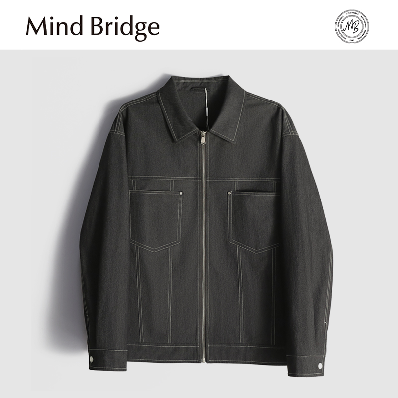 Mind Bridge2025秋冬季新款牛仔衬衫男上衣美式工装长袖衬衣外套
