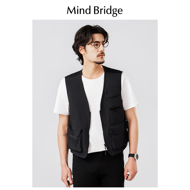 Mind Bridge工装马甲男春季新款户外摄影钓鱼马夹多口袋休闲坎肩