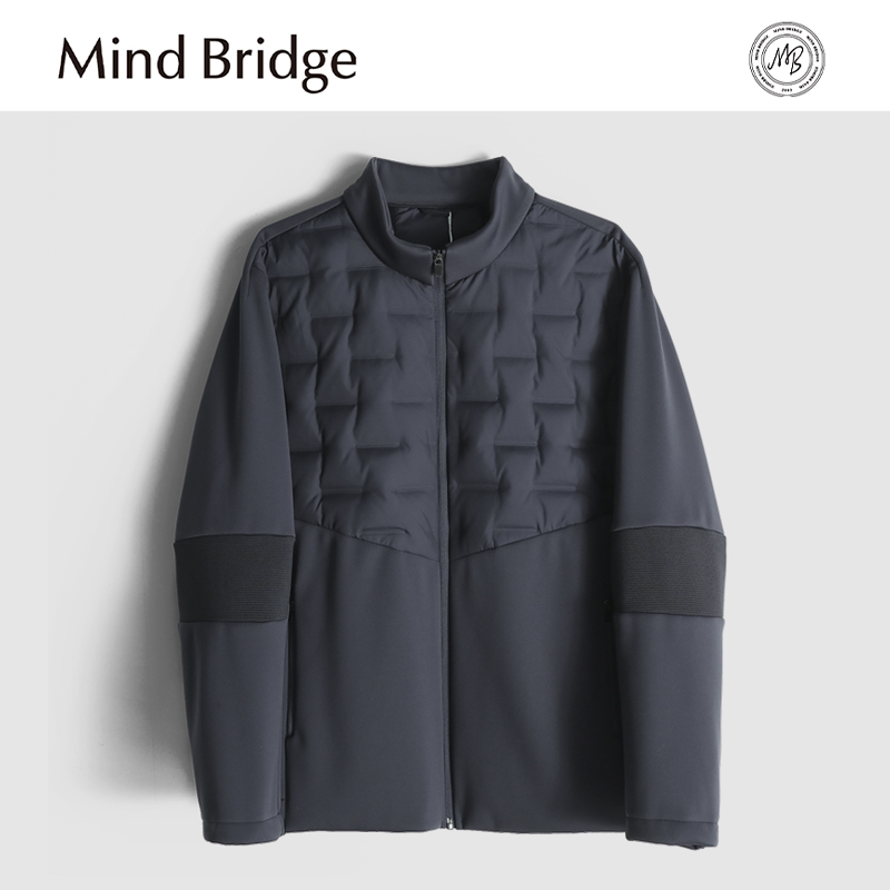 Mind Bridge2025秋冬季新款设计感拼接袖内里石墨烯羽绒服外套男