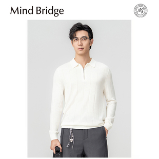 Mind Bridge轻熟风春秋新款翻领男生毛衣纹理弹力宽松针织POLO衫
