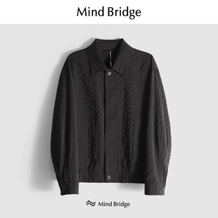 Mind 休闲商务轻熟风翻领春秋外套 Bridge肌理感华夫格夹克男春季