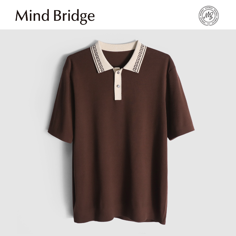 Mind Bridge2025秋冬季新款商务休闲打底针织衫内搭短袖polo衫男