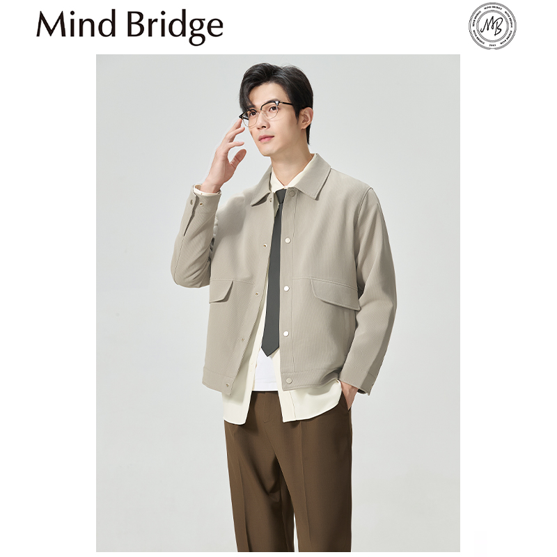 Mind Bridge2025早春新款男士高端轻奢商务休闲熟男翻领夹克外套