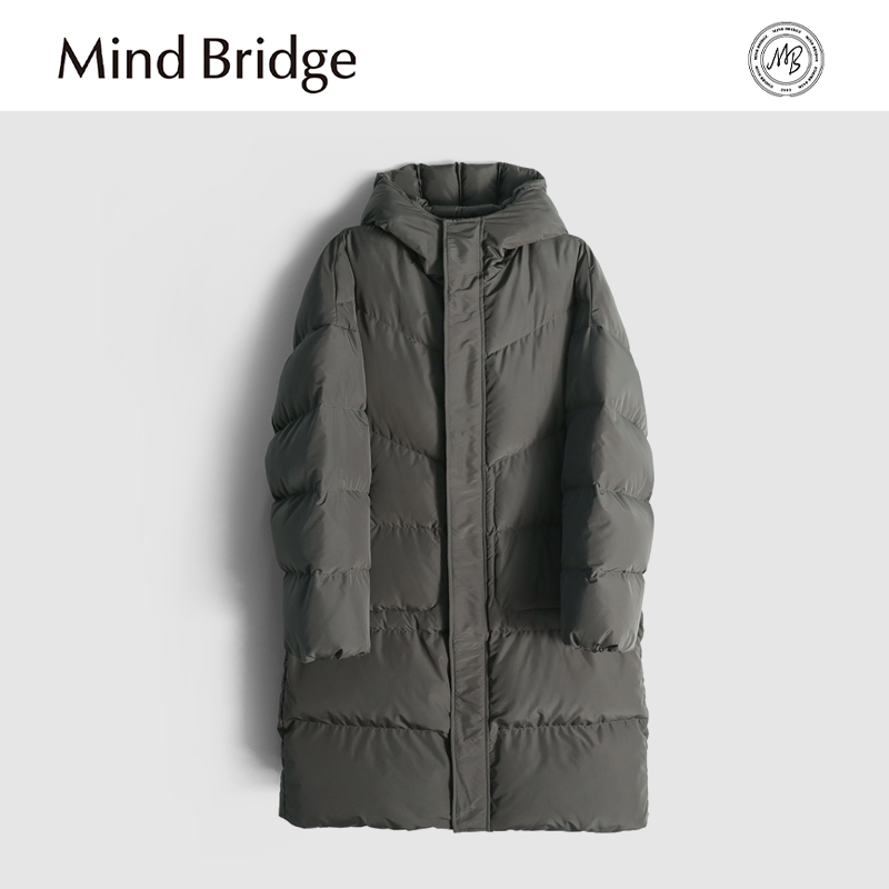 Mind Bridge2025冬季新款男士户外保暖高克重90鸭绒中长款羽绒服