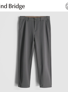 Mind Bridge黑色休闲裤男士小西裤秋冬新款直筒商务加绒西装裤子