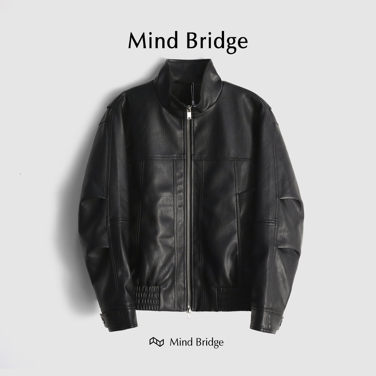 Mind Bridge男棉衣立领冬季外套加厚短款韩版潮流宽松棉袄PU皮衣