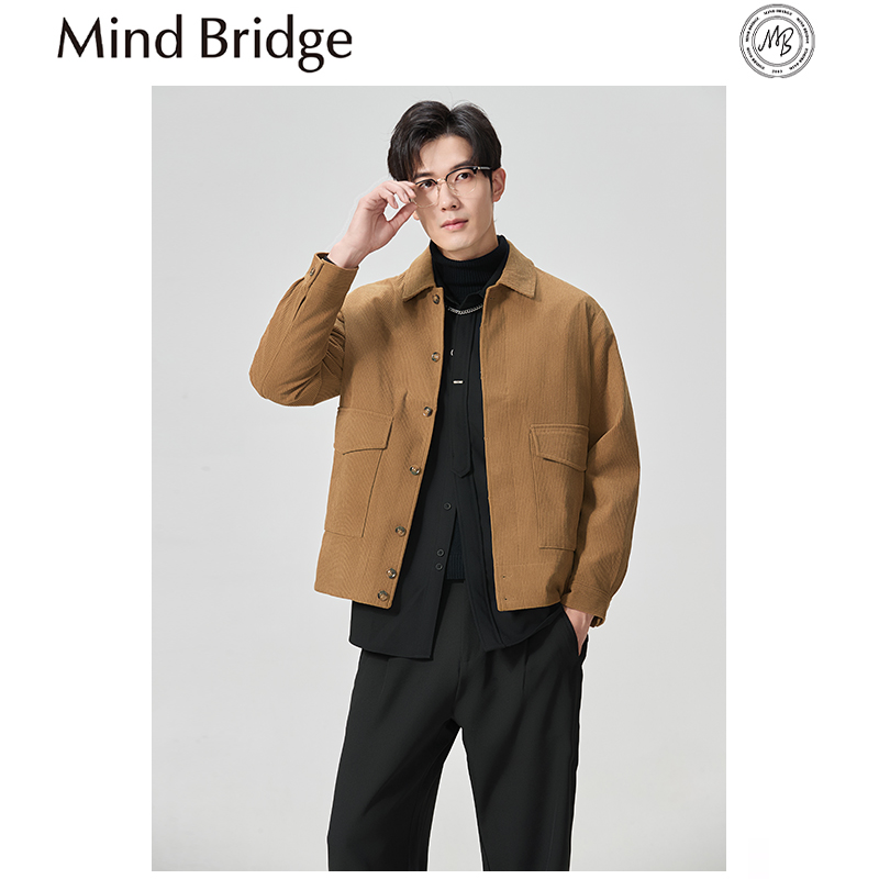 Mind Bridge2025早春新款男士轻奢质感高端复古灯芯绒夹克外套潮