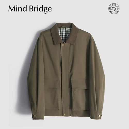 Mind Bridge2026春季新款男士巴恩风高端斜纹商务休闲夹克外套潮
