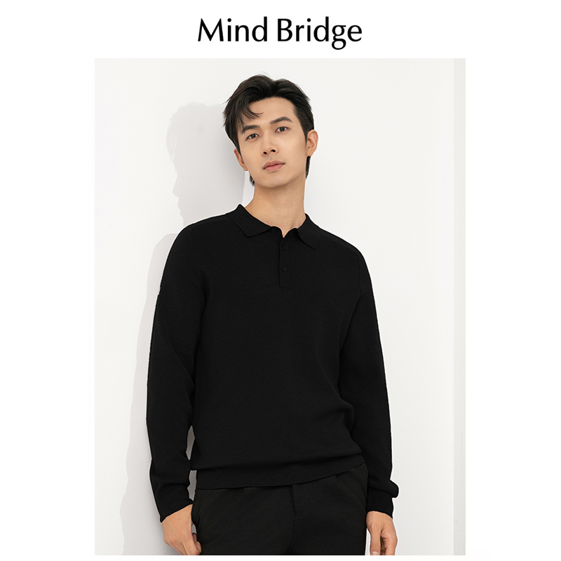 Mind Bridge羊毛衫男2024春秋季新款打底衫毛衣Polo衫针织长袖T恤