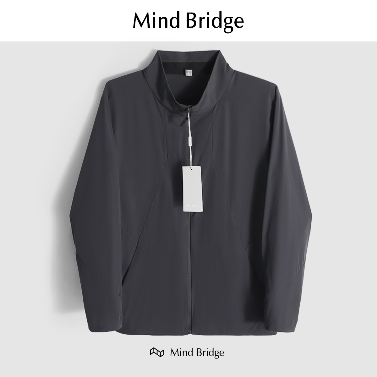 Mind Bridge2025春夏男士立领薄款外套户外运动休闲透气夹克外衣