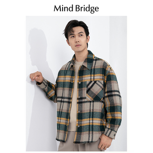 大衣小香风加厚夹克 复古格纹外套男2024春秋开衫 Mind Bridge美式