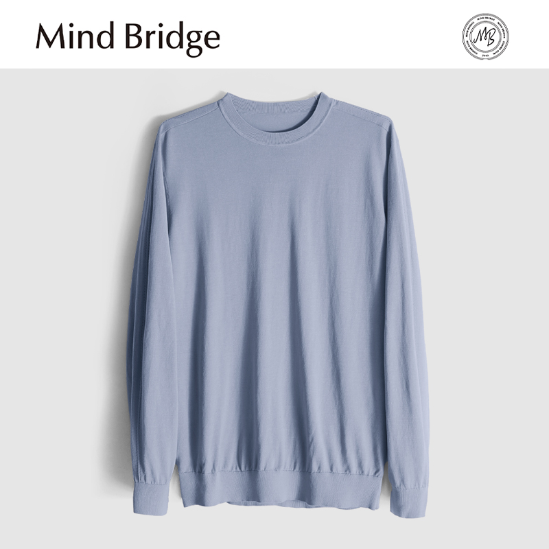 Mind Bridge2025春秋季新款男士都市通勤纯色简约百搭针织打底衫