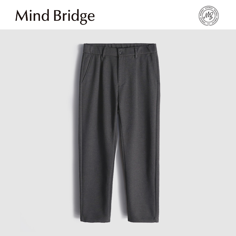Mind Bridge2024秋冬季新款男商务休闲户外磨毛休闲裤抗皱毛呢裤